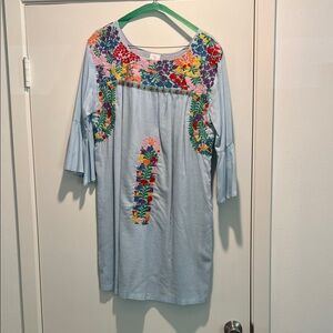 J Marie embroidered 3/4 sleeve lined dress